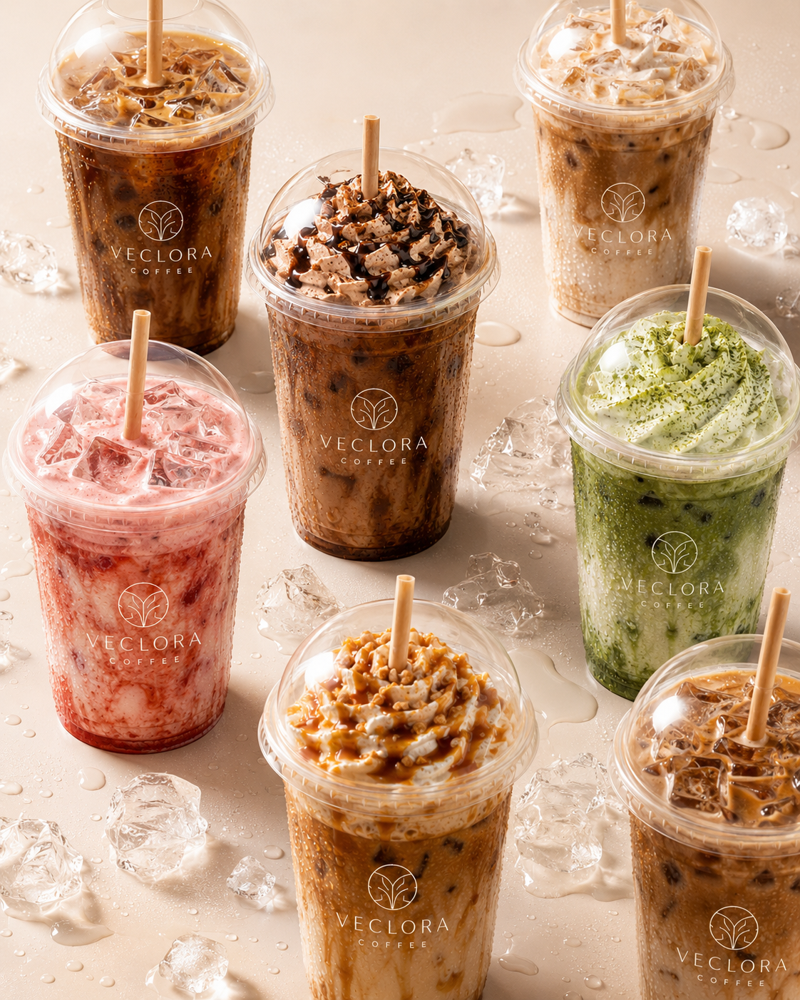 Veclora signature drinks flat lay